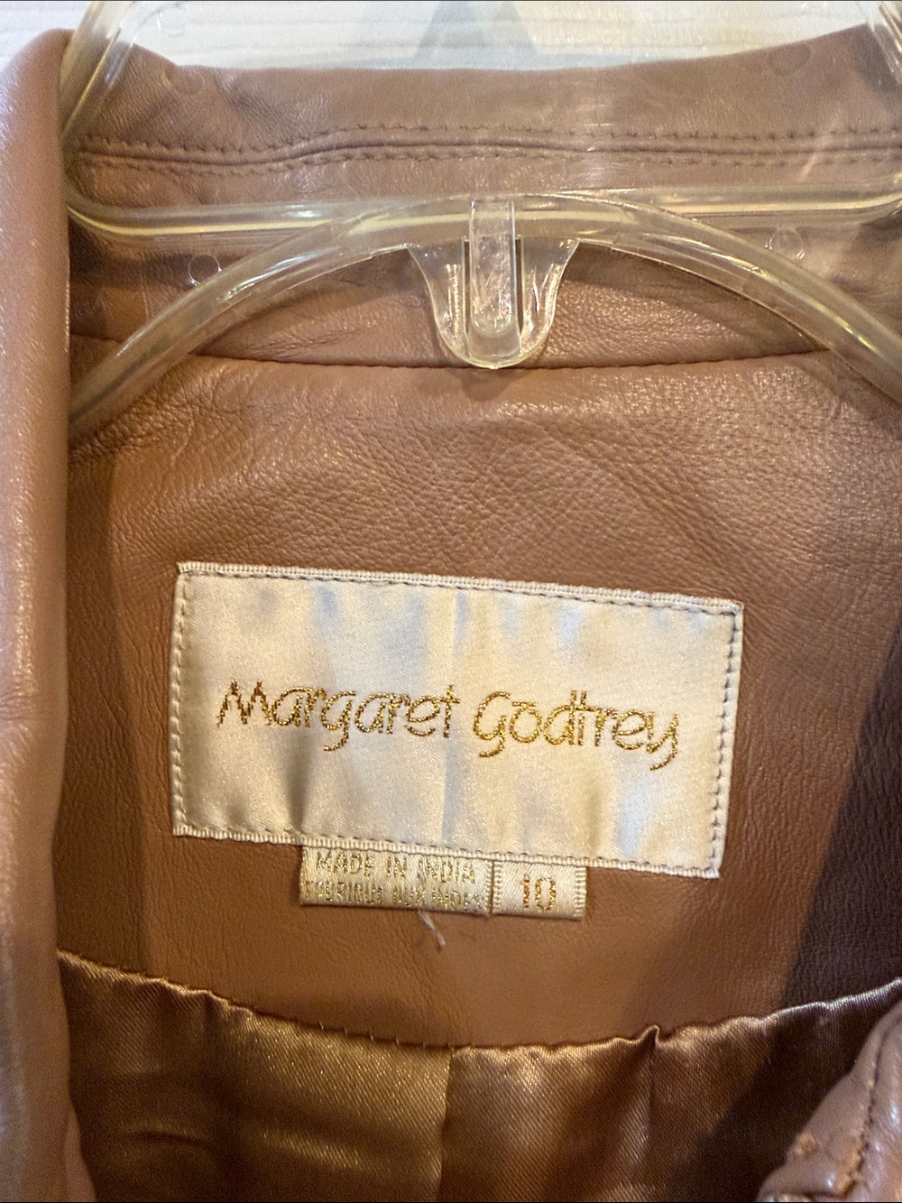 Leather Zip-Front Jacket in Tan - Picture 2 of 10
